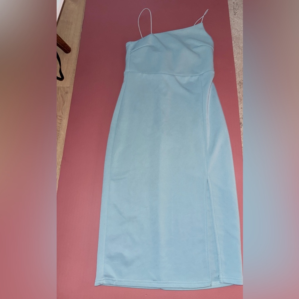 Light Blue Spaghetti strap midi Dress with split size medium
